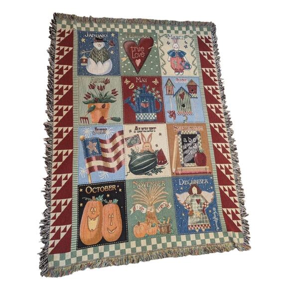 Vintage Vicky Howard Weaved Month blanket 68 X 52 - Picture 1 of 4